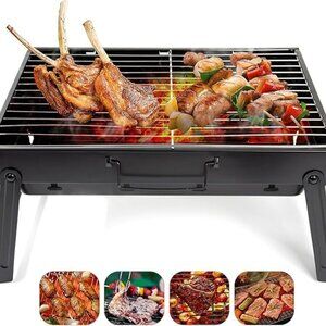 Folding Portable Barbecue Charcoal Grill, Barbecue Desk Tabletop Outdoor Stainle